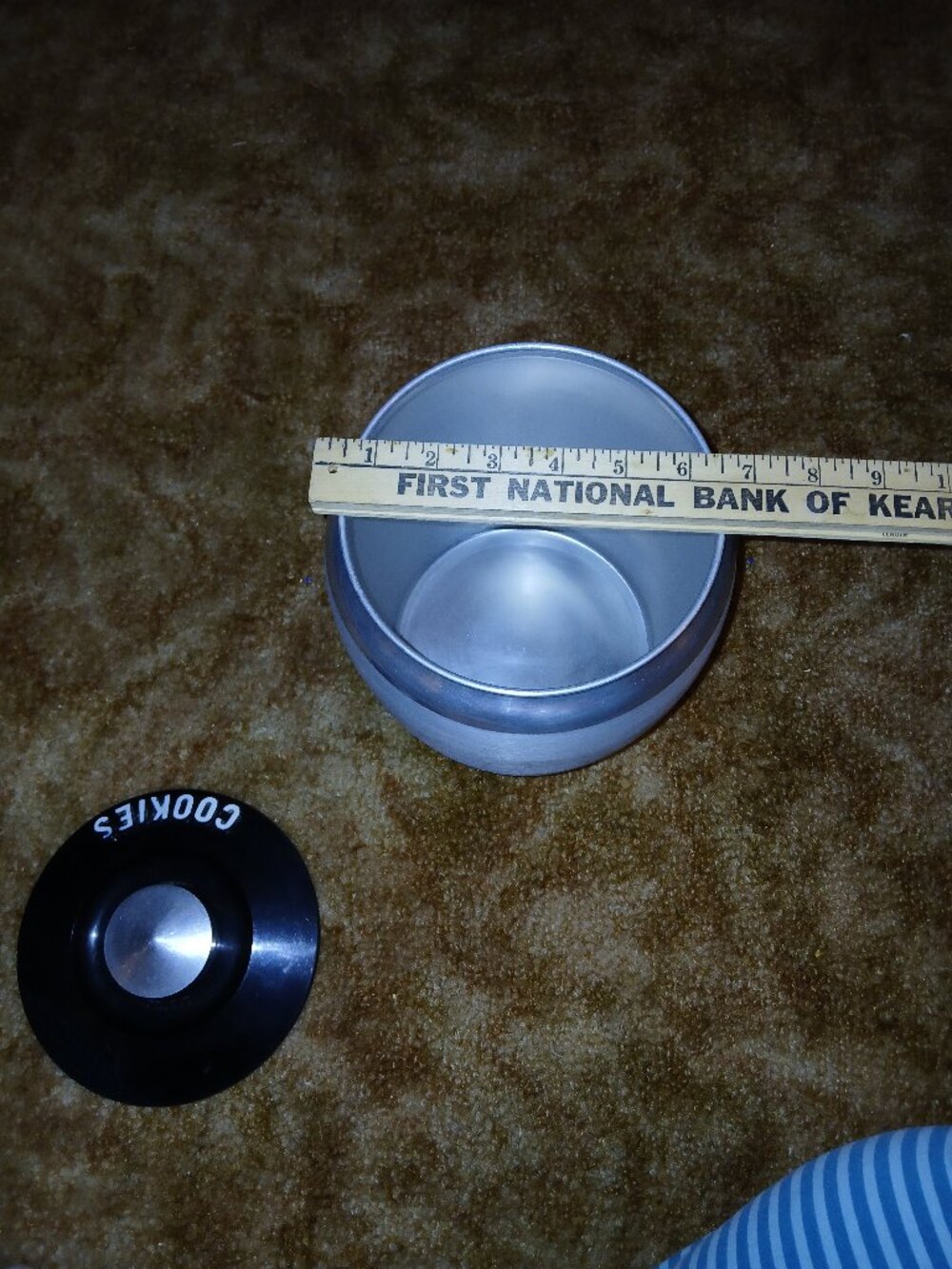 Vintage Mid Century Kromex Cookies Aluminum Cannister with Plastic Lid